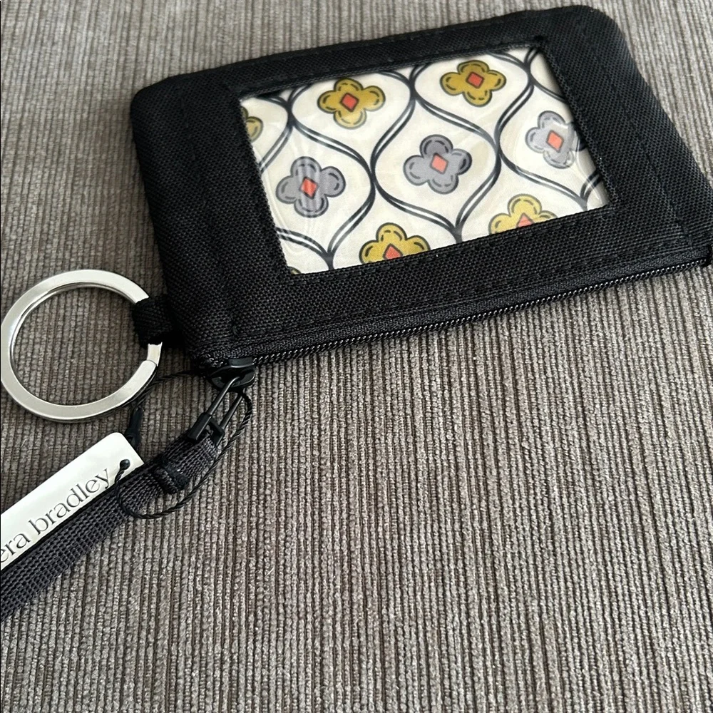 VERA BRADLEY Zip ID Case Lighten Up card holder coin purse Black NWT